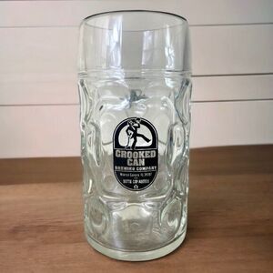 Glass Beer Stein Crooked‎ Can Brewing Company Mug Cup Borgonovo Beverage 8 inch
